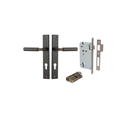 Iver Berlin Door Lever Rectangular Latch Pair, Passage Kit, Privacy Kit , Entrance Kit with High Security Lock -  Signature Brass