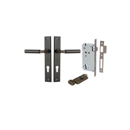 Iver Berlin Door Lever Rectangular Latch Pair, Passage Kit, Privacy Kit , Entrance Kit with High Security Lock -  Signature Brass