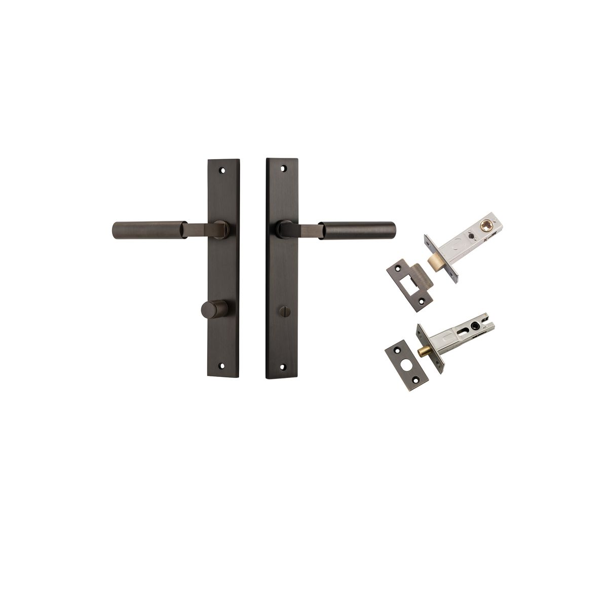 Iver Berlin Door Lever Rectangular Latch Pair, Passage Kit, Privacy Kit , Entrance Kit with High Security Lock -  Signature Brass