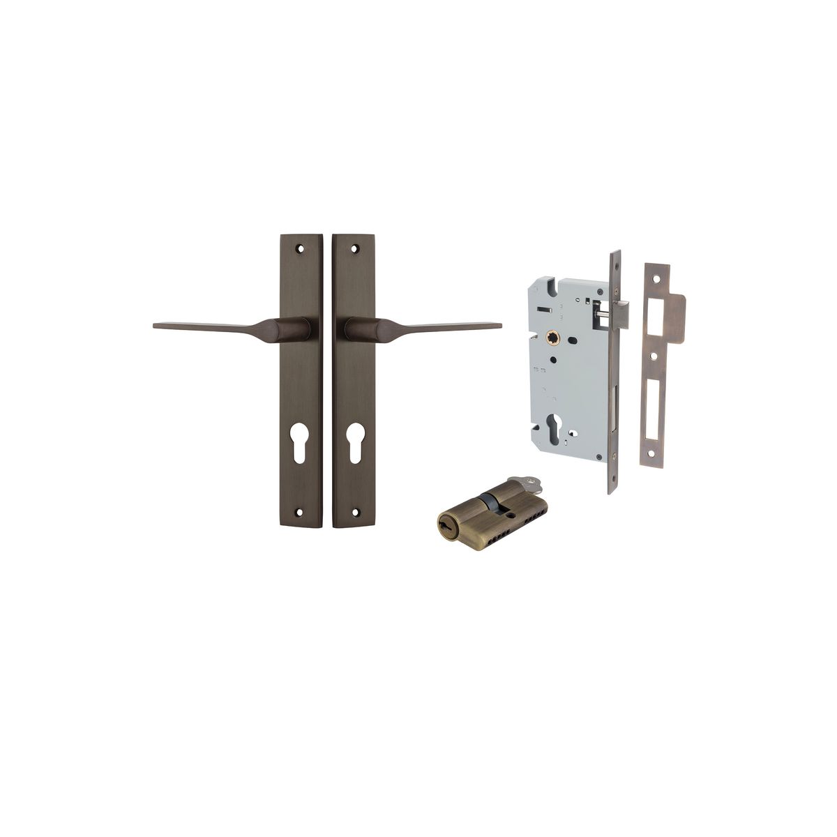 Iver Como  Door Lever Rectangular Latch Pair, Passage Kit, Privacy Kit , Entrance Kit with High Security Lock -Signature Brass