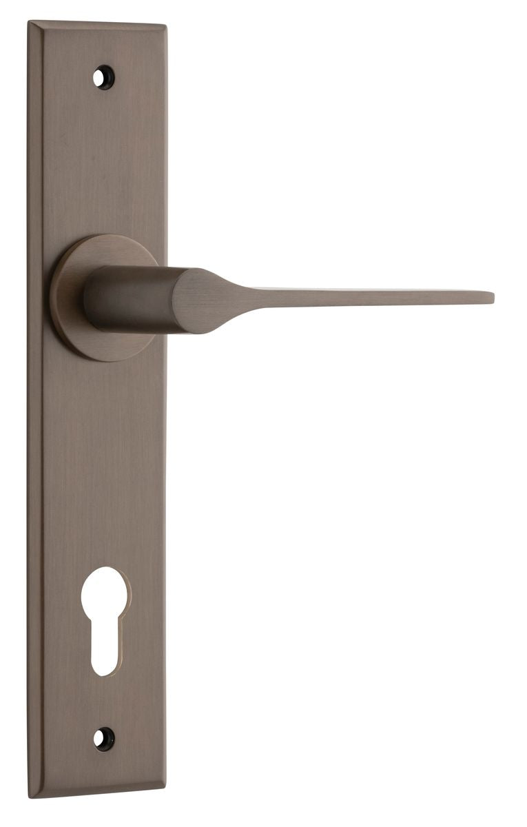 Iver Como  Door Lever Chamfered Latch Pair, Passage Kit, Privacy Kit , Entrance Kit with High Security Lock -Signature Brass