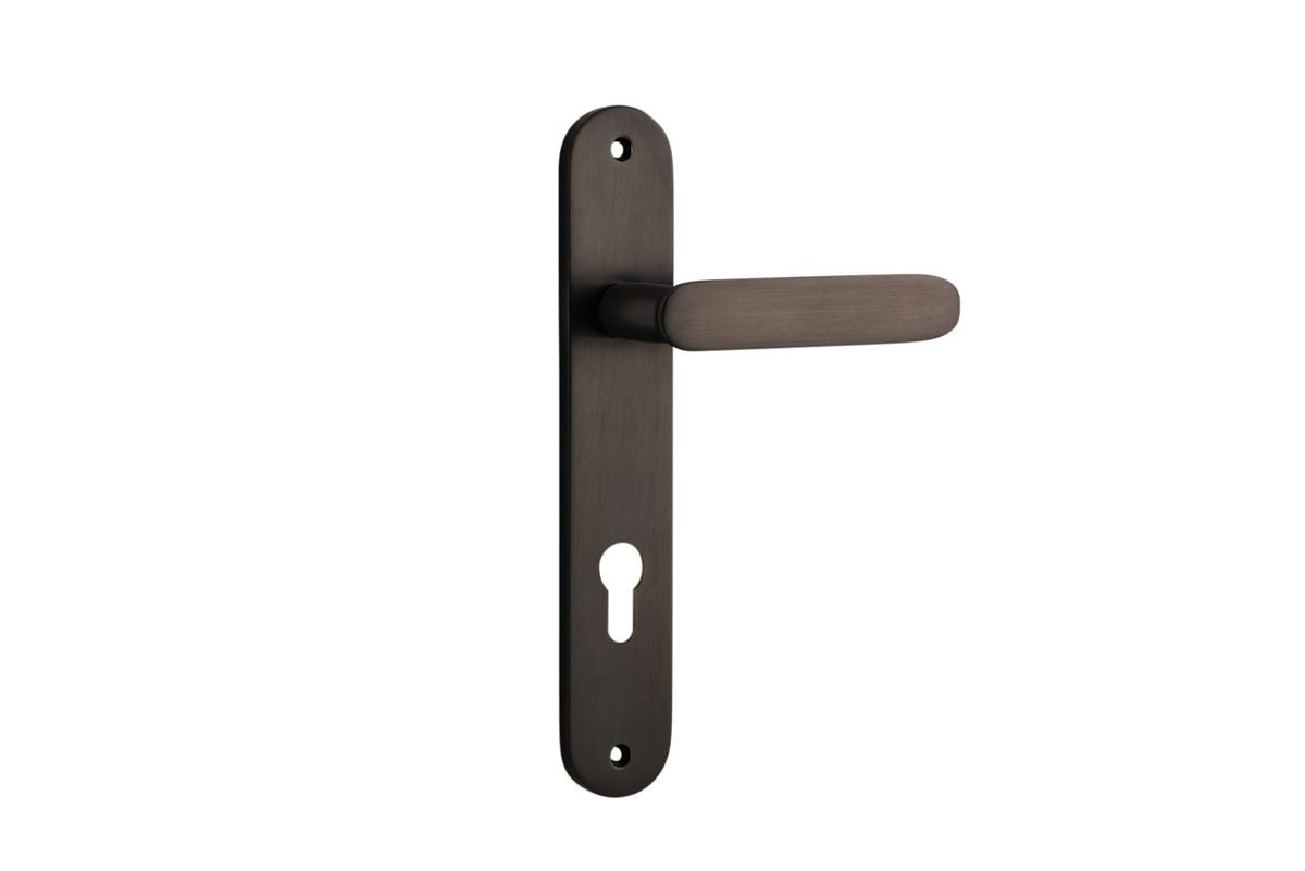 Iver Bronte Door Lever Oval Latch Pair, Passage Kit, Privacy Kit , Entrance Kit with High Security Lock - Signature Brass