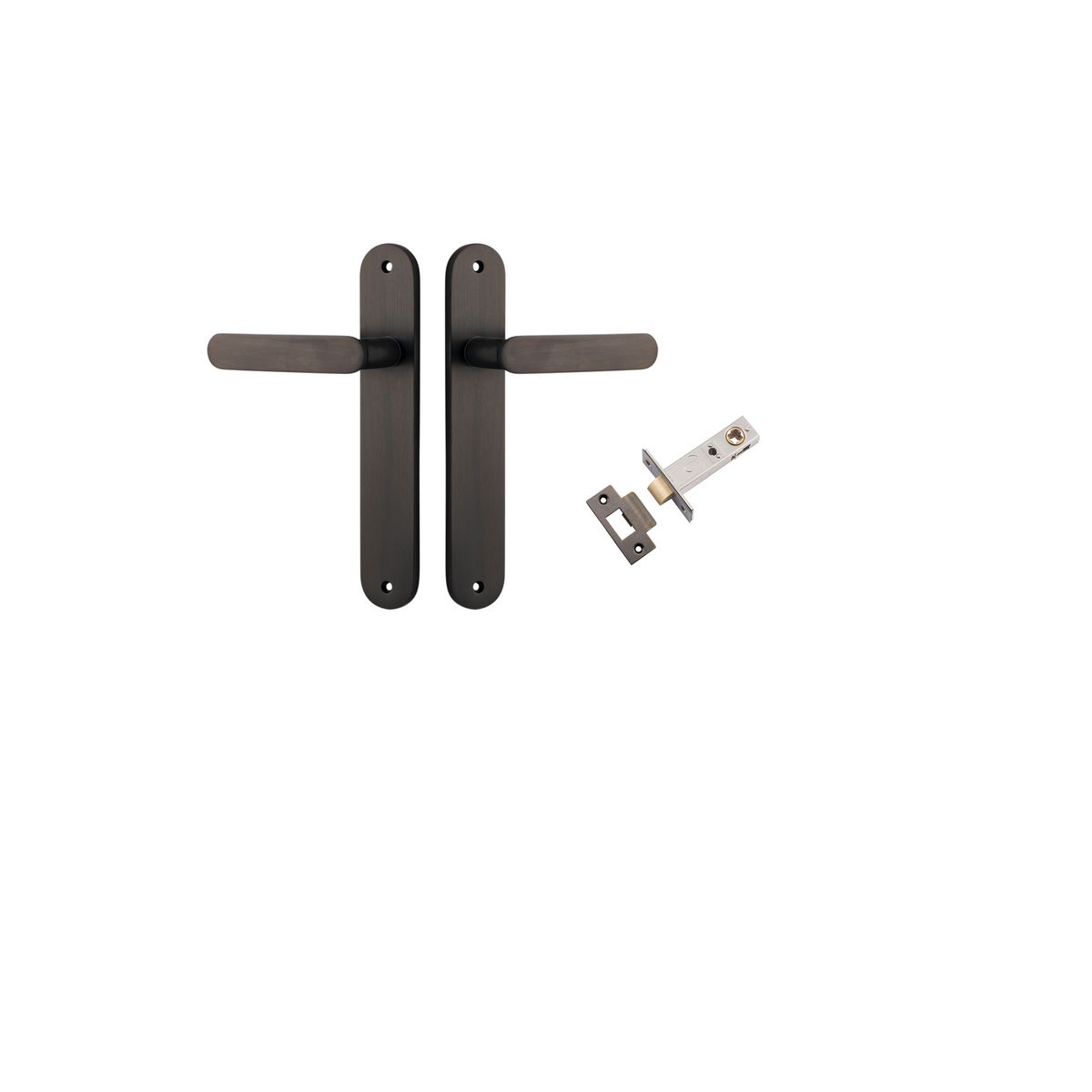 Iver Bronte Door Lever Oval Latch Pair, Passage Kit, Privacy Kit , Entrance Kit with High Security Lock - Signature Brass