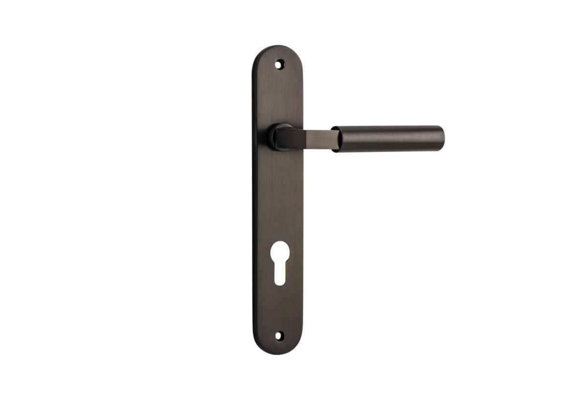 Iver Berlin Door Lever Oval Latch Pair, Passage Kit, Privacy Kit , Entrance Kit with High Security Lock - Signature Brass