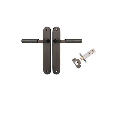 Iver Berlin Door Lever Oval Latch Pair, Passage Kit, Privacy Kit , Entrance Kit with High Security Lock - Signature Brass