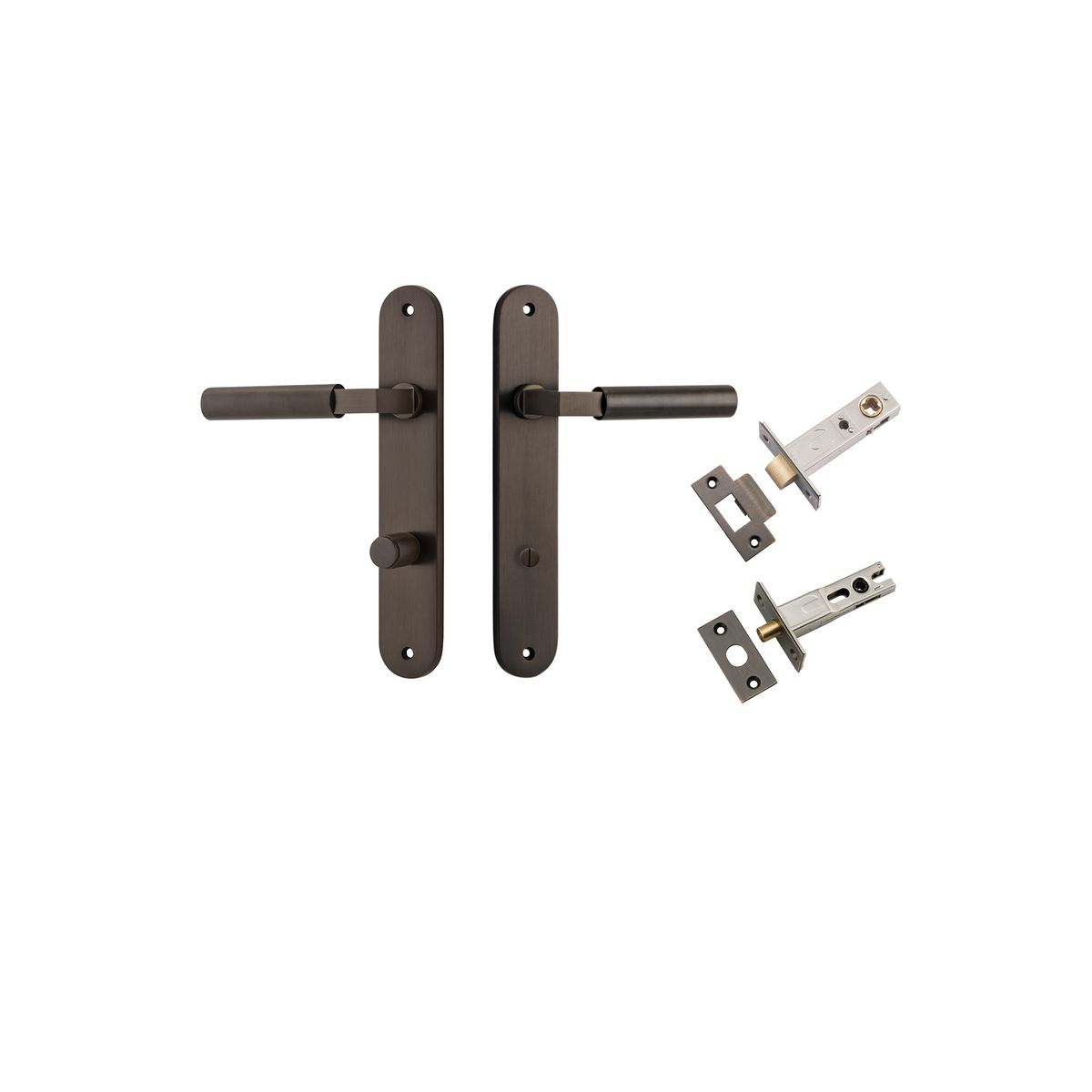 Iver Berlin Door Lever Oval Latch Pair, Passage Kit, Privacy Kit , Entrance Kit with High Security Lock - Signature Brass