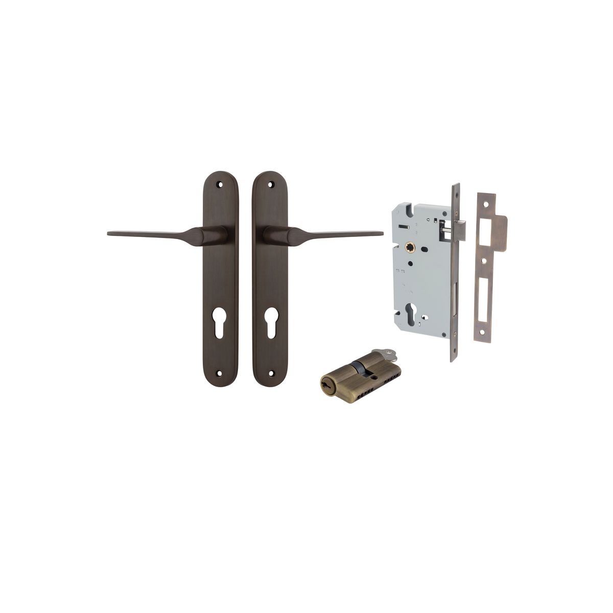 Iver Como  Door Lever Oval Latch Pair, Passage Kit, Privacy Kit , Entrance Kit with High Security Lock -Signature Brass