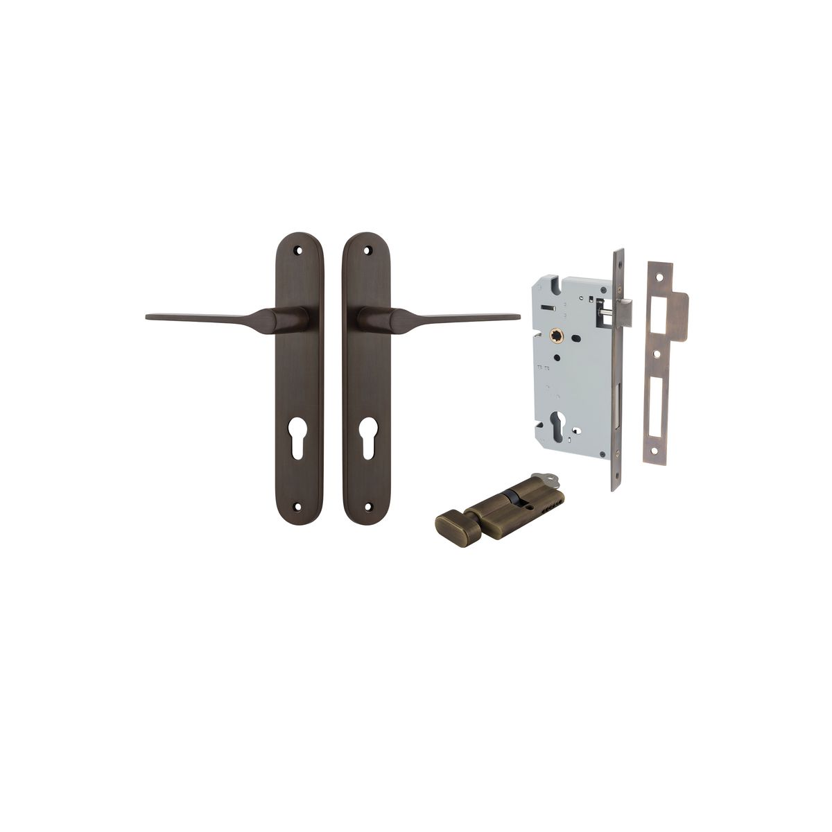 Iver Como  Door Lever Oval Latch Pair, Passage Kit, Privacy Kit , Entrance Kit with High Security Lock -Signature Brass