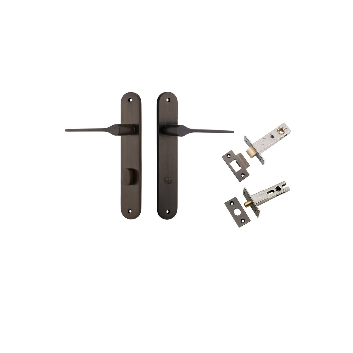 Iver Como  Door Lever Oval Latch Pair, Passage Kit, Privacy Kit , Entrance Kit with High Security Lock -Signature Brass