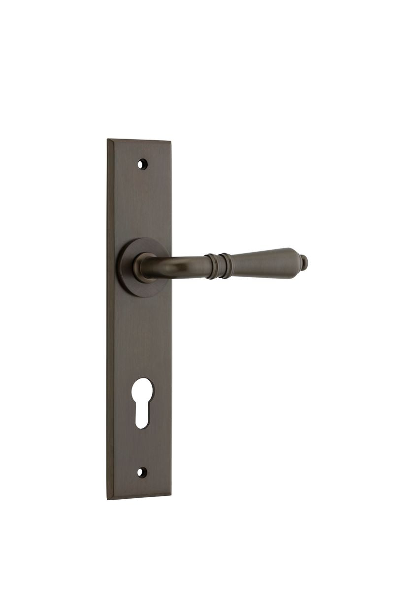 Iver Sarlat  Door Lever Chamfered Latch Pair, Passage Kit, Privacy Kit , Entrance Kit with High Security Lock - Signature Brass