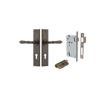 Iver Sarlat  Door Lever Chamfered Latch Pair, Passage Kit, Privacy Kit , Entrance Kit with High Security Lock - Signature Brass