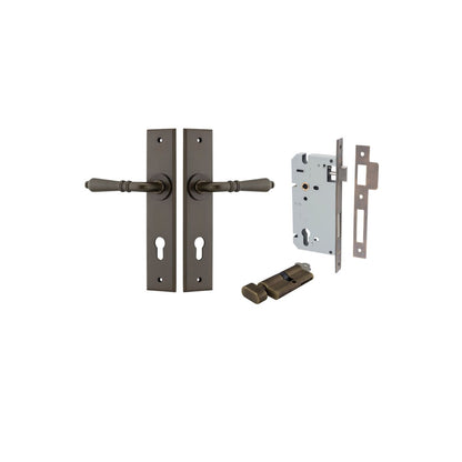 Iver Sarlat  Door Lever Chamfered Latch Pair, Passage Kit, Privacy Kit , Entrance Kit with High Security Lock - Signature Brass