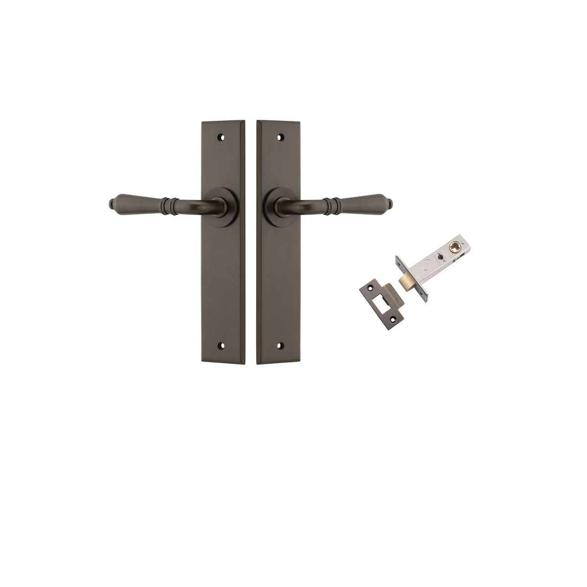 Iver Sarlat  Door Lever Chamfered Latch Pair, Passage Kit, Privacy Kit , Entrance Kit with High Security Lock - Signature Brass