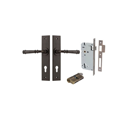 Iver Verona Door Lever Chamfered Latch Pair, Passage Kit, Privacy Kit , Entrance Kit with High Security Lock- Signature Brass