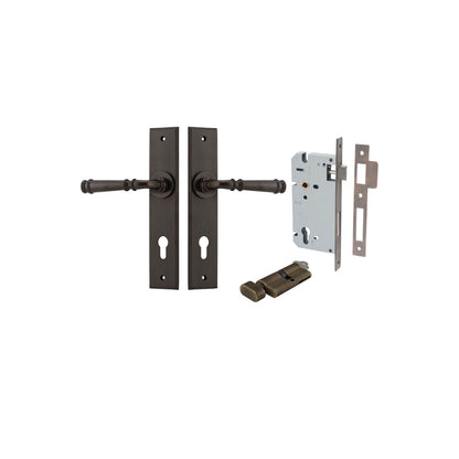 Iver Verona Door Lever Chamfered Latch Pair, Passage Kit, Privacy Kit , Entrance Kit with High Security Lock- Signature Brass
