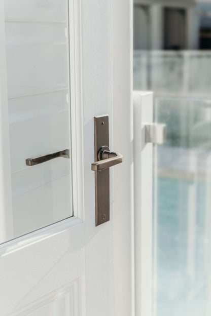 Iver Annecy Door Lever Chamfered Latch Pair, Passage Kit, Privacy Kit , Entrance Kit with High Security Lock -Signature Brass