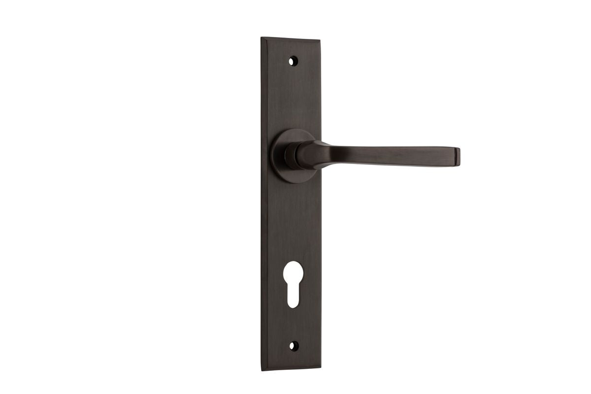 Iver Annecy Door Lever Chamfered Latch Pair, Passage Kit, Privacy Kit , Entrance Kit with High Security Lock -Signature Brass