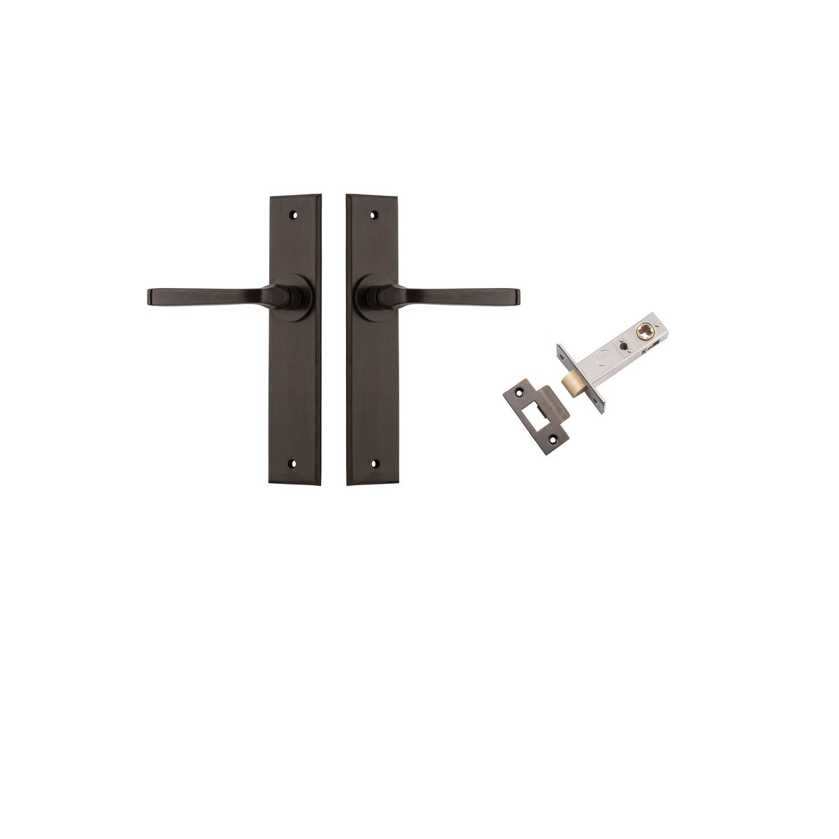 Iver Annecy Door Lever Chamfered Latch Pair, Passage Kit, Privacy Kit , Entrance Kit with High Security Lock -Signature Brass