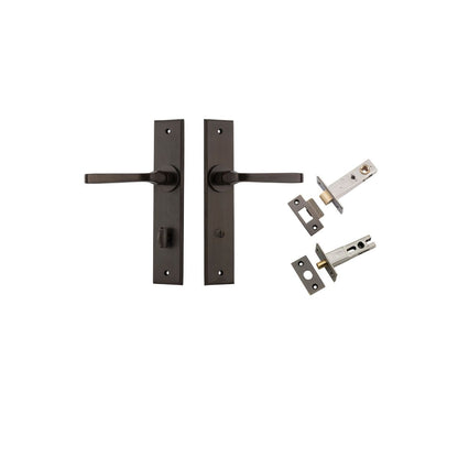 Iver Annecy Door Lever Chamfered Latch Pair, Passage Kit, Privacy Kit , Entrance Kit with High Security Lock -Signature Brass