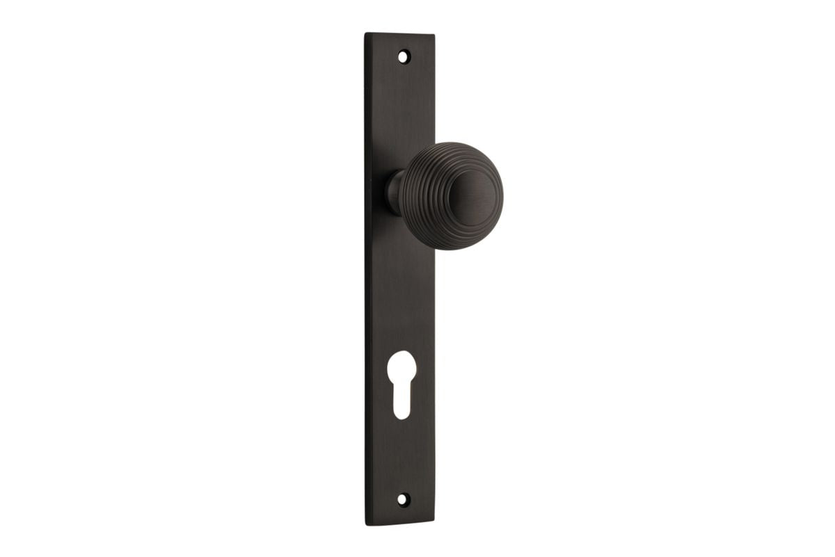 Iver Guildford Door Knob Rectangular Latch Pair, Passage Kit, Privacy Kit , Entrance Kit with High Security Lock - Signature Brass