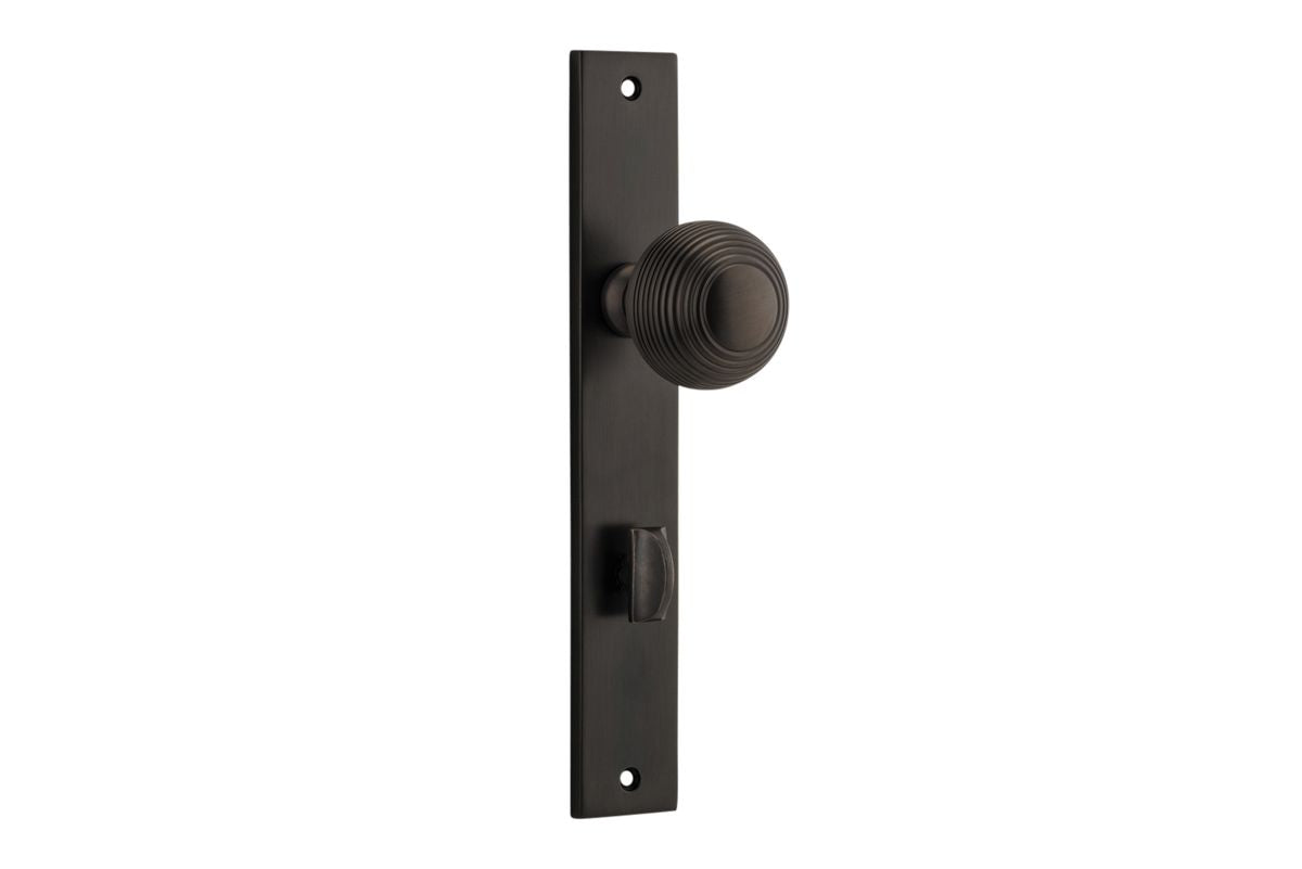 Iver Guildford Door Knob Rectangular Latch Pair, Passage Kit, Privacy Kit , Entrance Kit with High Security Lock - Signature Brass