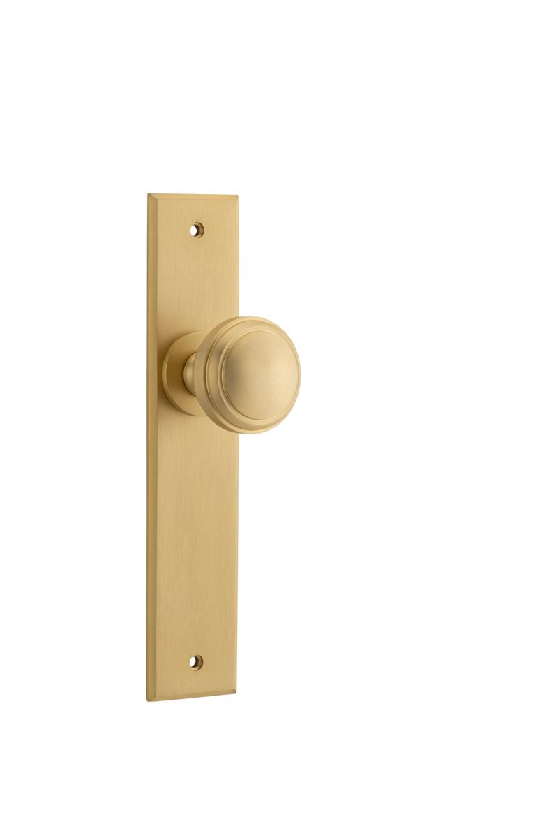 Iver Paddington  Door Knob Chamfered Latch Pair, Passage Kit, Privacy Kit , Entrance Kit with High Security Lock - Brushed Brass