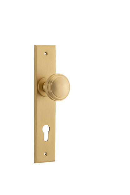 Iver Paddington  Door Knob Chamfered Latch Pair, Passage Kit, Privacy Kit , Entrance Kit with High Security Lock - Brushed Brass
