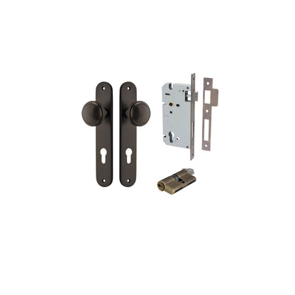 Iver Paddington  Door Knob Oval Latch Pair, Passage Kit, Privacy Kit , Entrance Kit with High Security Lock - Signature Brass