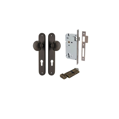 Iver Paddington  Door Knob Oval Latch Pair, Passage Kit, Privacy Kit , Entrance Kit with High Security Lock - Signature Brass