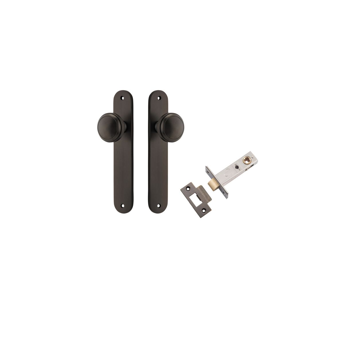 Iver Paddington  Door Knob Oval Latch Pair, Passage Kit, Privacy Kit , Entrance Kit with High Security Lock - Signature Brass