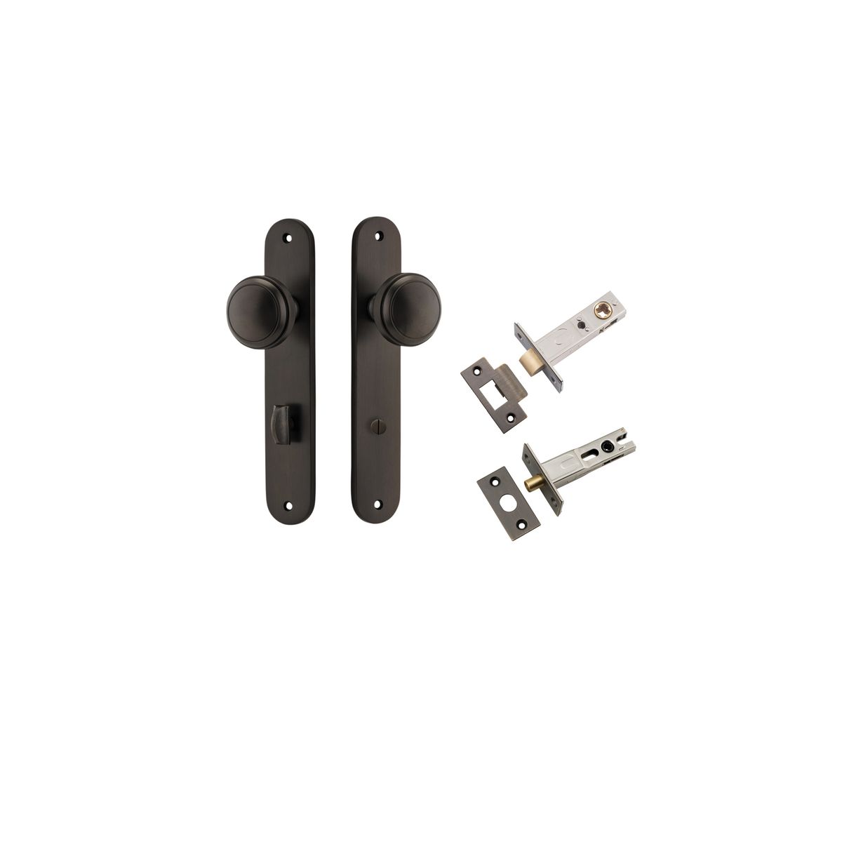 Iver Paddington  Door Knob Oval Latch Pair, Passage Kit, Privacy Kit , Entrance Kit with High Security Lock - Signature Brass