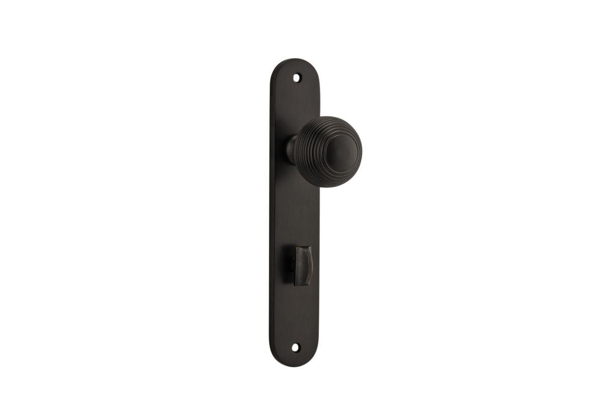 Iver Guildford Door Knob Oval Latch Pair, Passage Kit, Privacy Kit , Entrance Kit with High Security Lock - Signature Brass