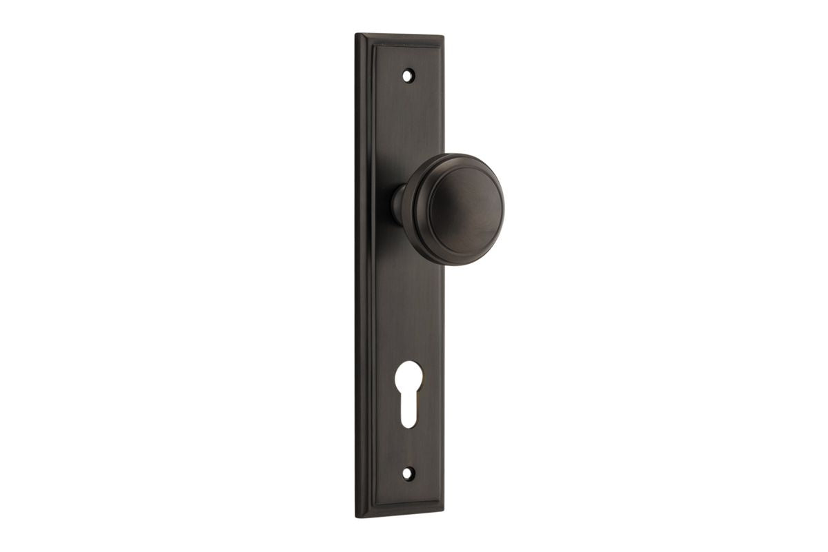 Iver Paddington  Door Knob Stepped Latch Pair, Passage Kit, Privacy Kit , Entrance Kit with High Security Lock - Signature Brass
