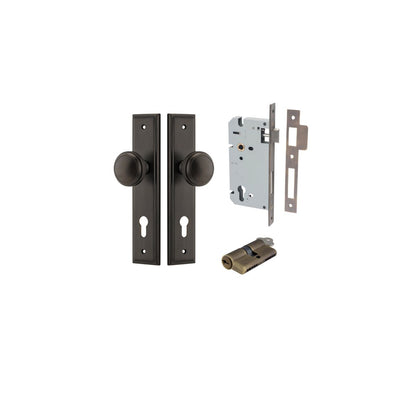 Iver Paddington  Door Knob Stepped Latch Pair, Passage Kit, Privacy Kit , Entrance Kit with High Security Lock - Signature Brass