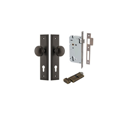 Iver Paddington  Door Knob Stepped Latch Pair, Passage Kit, Privacy Kit , Entrance Kit with High Security Lock - Signature Brass