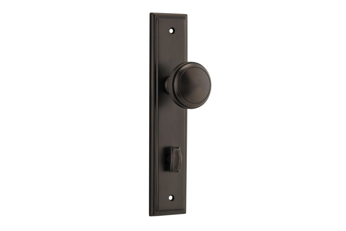 Iver Paddington  Door Knob Stepped Latch Pair, Passage Kit, Privacy Kit , Entrance Kit with High Security Lock - Signature Brass