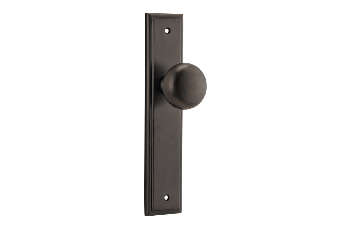 Iver Cambridge Door Knob Stepped Latch Pair, Passage Kit, Privacy Kit , Entrance Kit with High Security Lock -Signature Brass