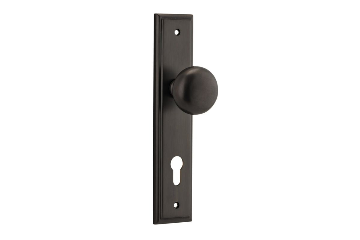 Iver Cambridge Door Knob Stepped Latch Pair, Passage Kit, Privacy Kit , Entrance Kit with High Security Lock -Signature Brass