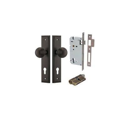 Iver Guildford Door Knob Stepped Latch Pair, Passage Kit, Privacy Kit , Entrance Kit with High Security Lock - Signature Brass