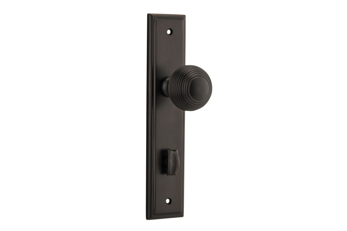 Iver Guildford Door Knob Stepped Latch Pair, Passage Kit, Privacy Kit , Entrance Kit with High Security Lock - Signature Brass