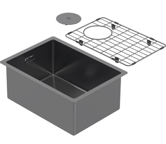 BURNS & FERALL ZOMODO PVD SINGLE BOWL SINK & GRID AVAILABLE IN 4 SIZES : 280 ,400,,450 & 500 BLACK PEARL