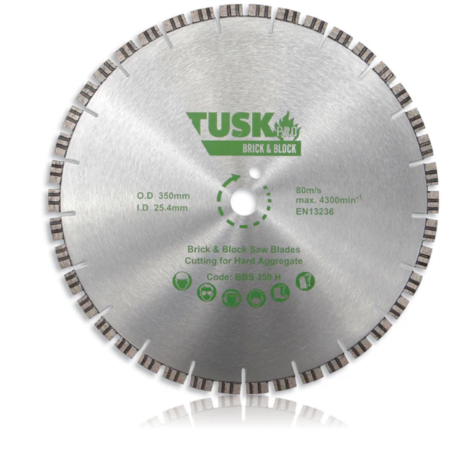 Tusk Heavy Duty Brick & Block Saw Blades (Normal Core) & (Silence Core) - 350mm x 3.2/2.2 x 10 x 25.4PH