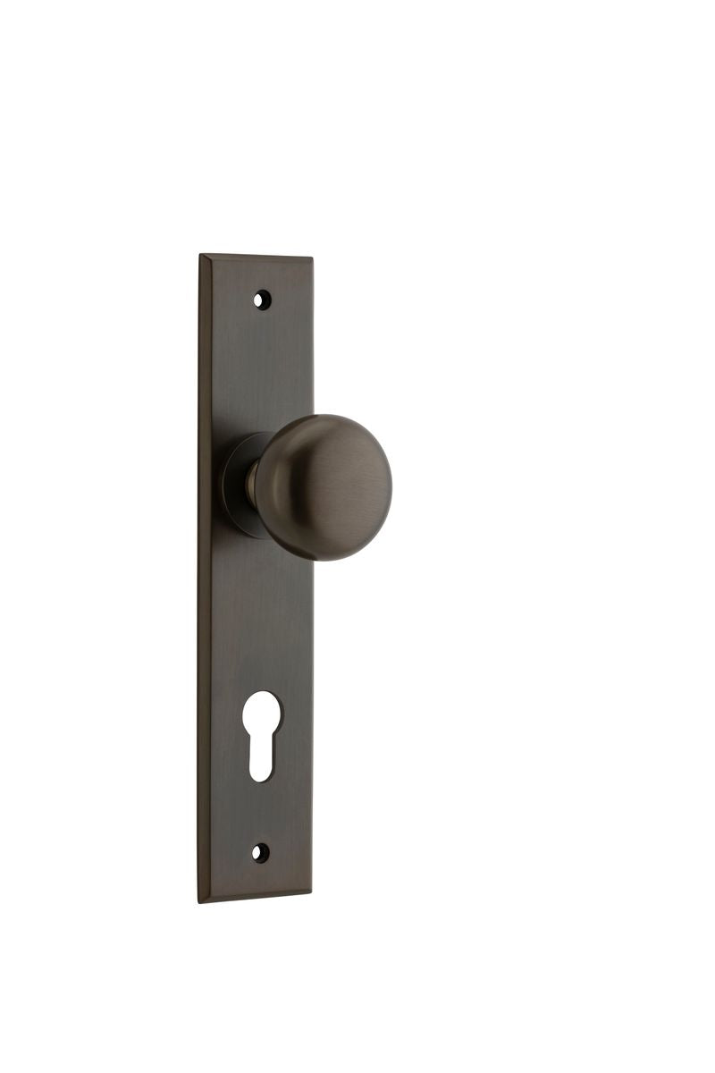 Iver Cambridge Door Knob Chamfered  Latch Pair, Passage Kit, Privacy Kit , Entrance Kit with High Security Lock - Signature Brass