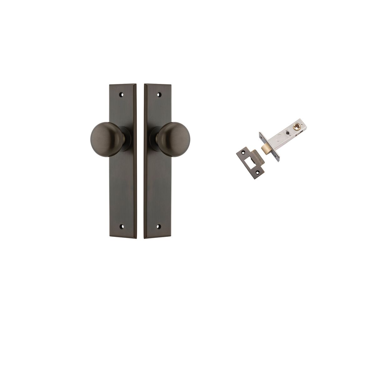 Iver Cambridge Door Knob Chamfered  Latch Pair, Passage Kit, Privacy Kit , Entrance Kit with High Security Lock - Signature Brass