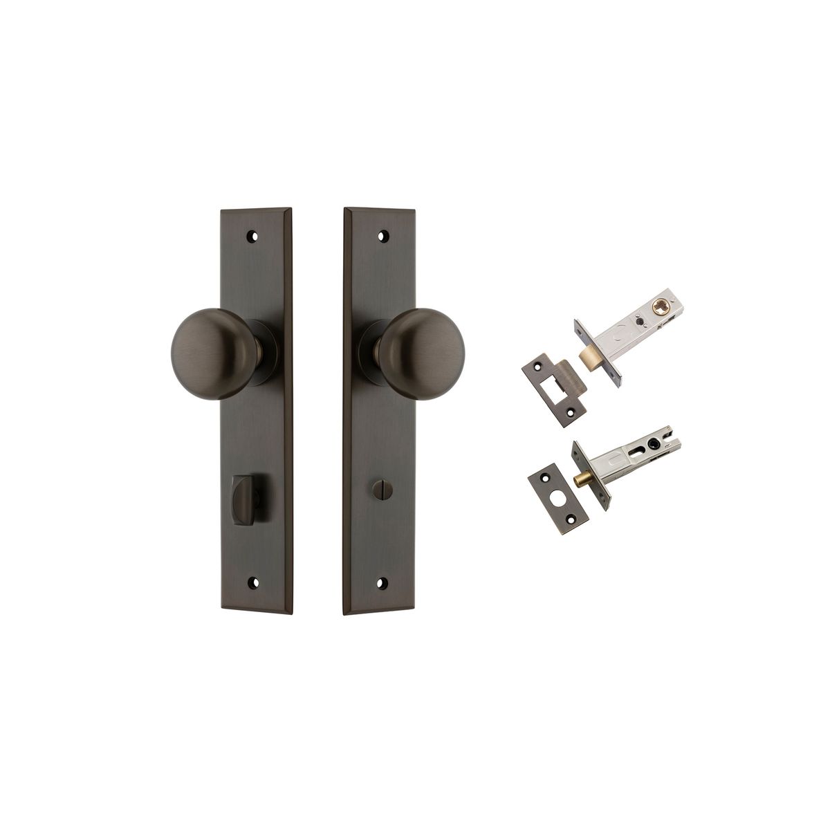 Iver Cambridge Door Knob Chamfered  Latch Pair, Passage Kit, Privacy Kit , Entrance Kit with High Security Lock - Signature Brass
