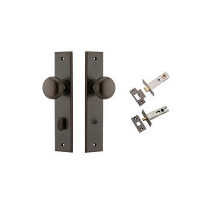 Iver Cambridge Door Knob Chamfered  Latch Pair, Passage Kit, Privacy Kit , Entrance Kit with High Security Lock - Signature Brass