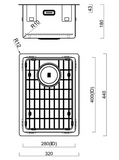 BURNS & FERALL ZOMODO PVD SINGLE BOWL SINK & GRID AVAILABLE IN 4 SIZES : 280 ,400,,450 & 500 EUREKA GOLD
