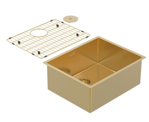 BURNS & FERALL ZOMODO PVD SINGLE BOWL SINK & GRID AVAILABLE IN 4 SIZES : 280 ,400,,450 & 500 EUREKA GOLD
