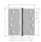 Lohala Hinge Stainless Steel 304 ,100mm x 100mm x 2.5mm Fixed Button Pin Black Electrocoat & Satin