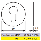 Cavity Slider For Doors Cavilock CL100 Escutcheon Flush Europrofile -Polished Brass & Satin Chrome